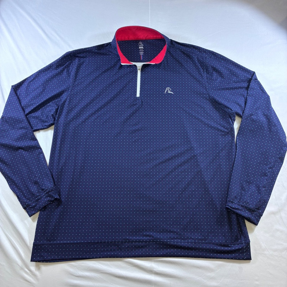 Rhoback Mens XXXL Navy Blue Micro Dot Quarter Zip Golf Pullover Performance Top